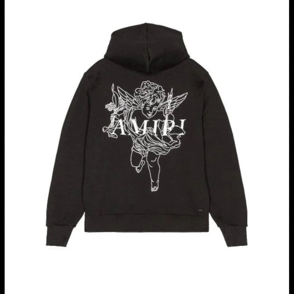 AMIRI Charcoal Hoodie with Cherub Design